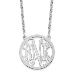 Sterling Silver/Rhodium-plated Round Monogram Necklace XNA563SS