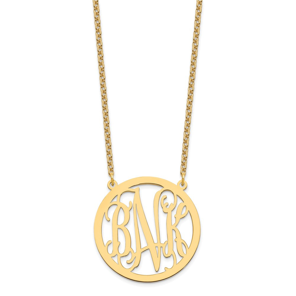 Sterling Silver/Gold-plated Large Round Monogram Pendant XNA564GP