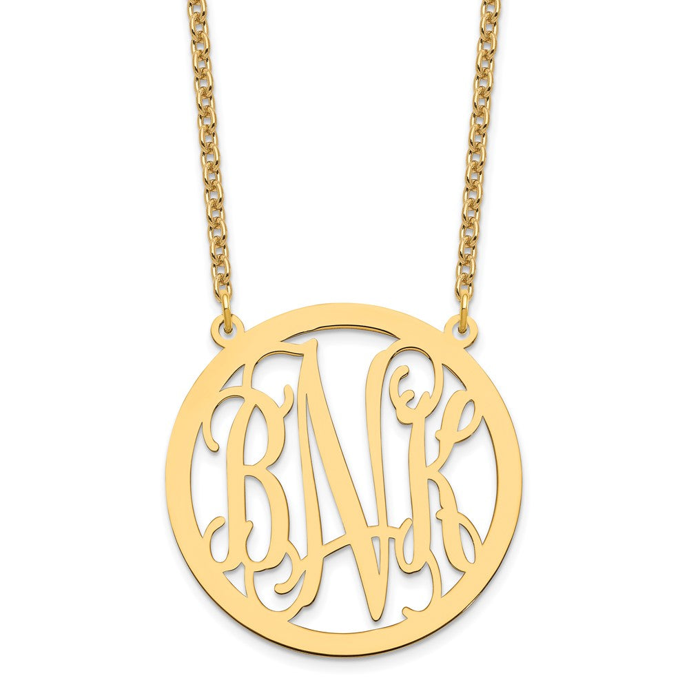 Sterling Silver/Gold-plated Large Round Monogram Pendant XNA564GP