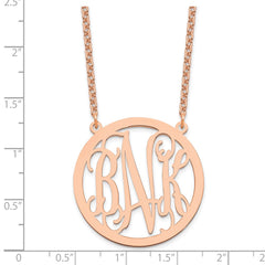 Sterling Silver/Rose-plated Large Round Monogram Necklace XNA564RP