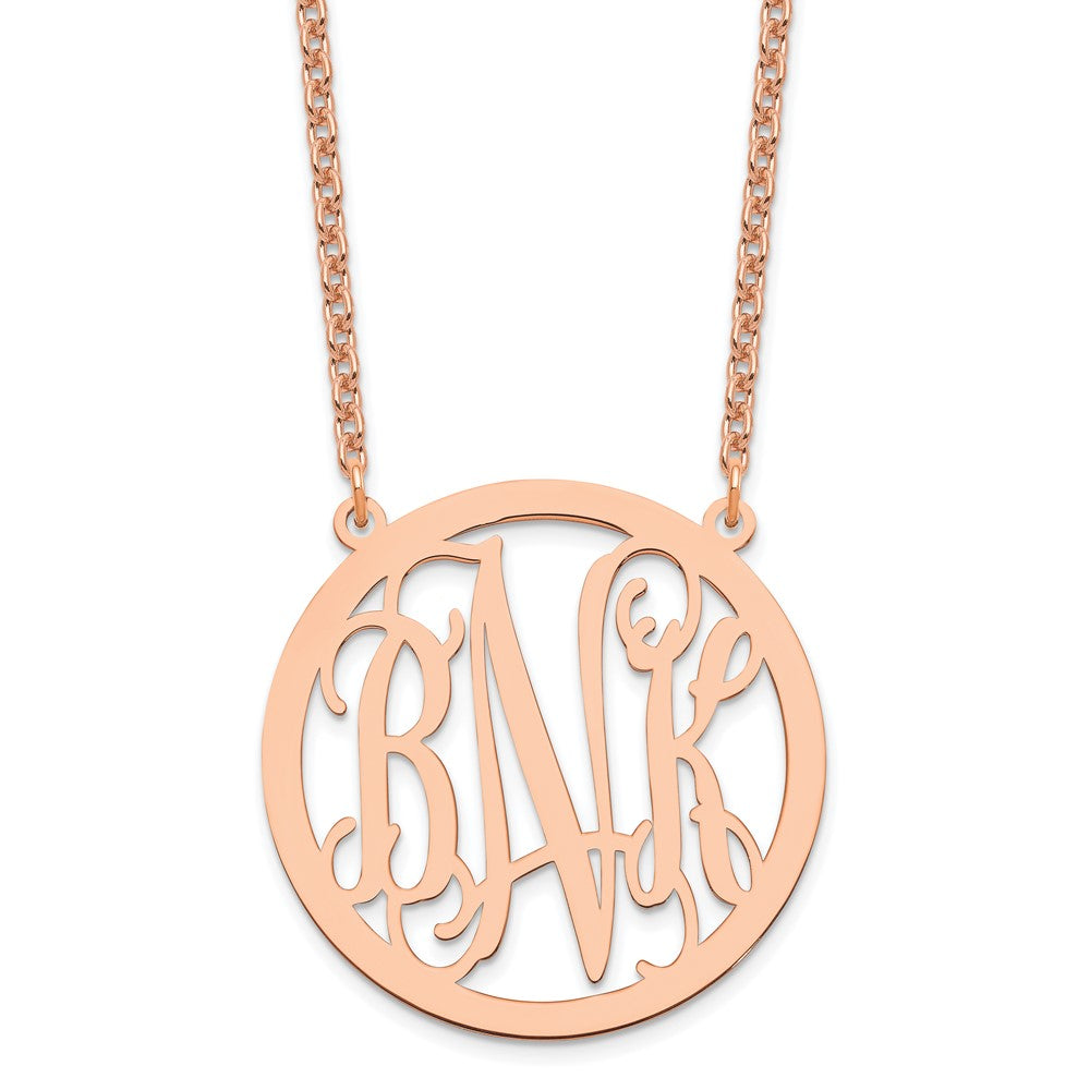 Sterling Silver/Rose-plated Large Round Monogram Necklace XNA564RP