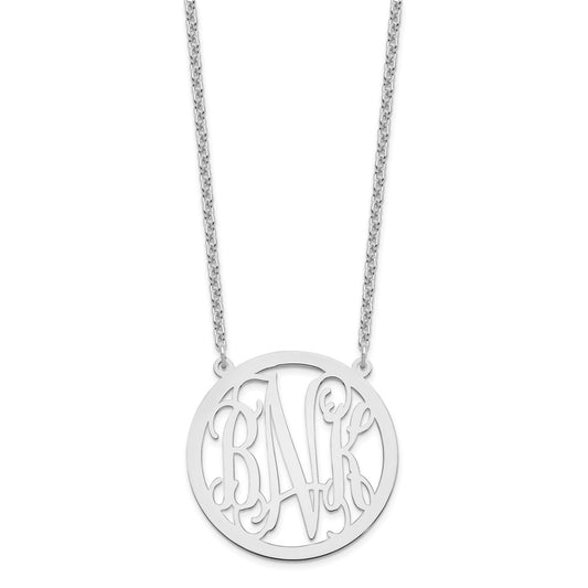 Sterling Silver/Rhodium-plated Large Round Monogram Necklace XNA564SS