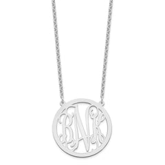 Sterling Silver/Rhodium-plated Large Round Monogram Necklace XNA564SS