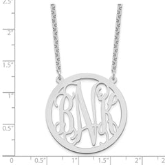 Sterling Silver/Rhodium-plated Large Round Monogram Necklace XNA564SS