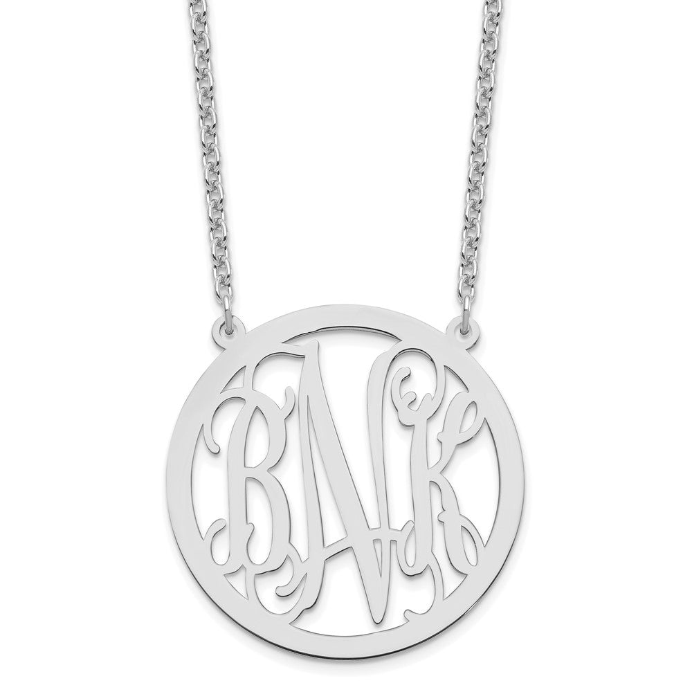 Sterling Silver/Rhodium-plated Large Round Monogram Necklace XNA564SS