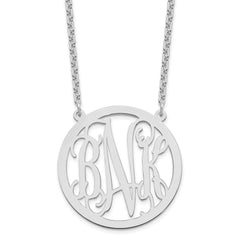 Sterling Silver/Rhodium-plated Large Round Monogram Necklace XNA564SS