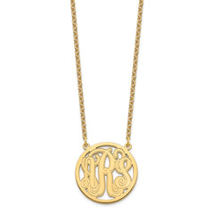 Sterling Silver/Gold-plated Etched Round Monogram Necklace XNA566GP