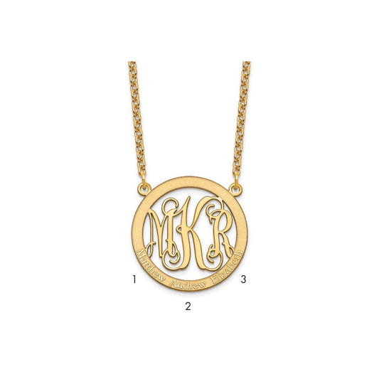 Sterling Silver/Gold-plated Small Family Monogram Necklace XNA569GP--6