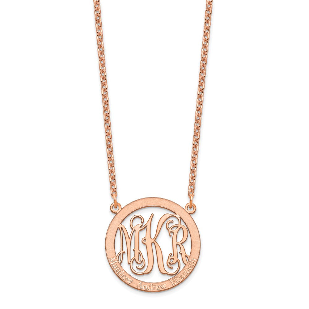 Sterling Silver/Rose-plated Small Family Monogram Necklace XNA569RP--6