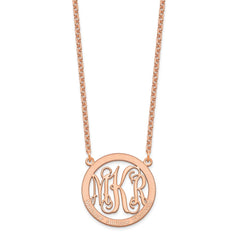 Sterling Silver/Rose-plated Small Family Monogram Necklace XNA569RP--6