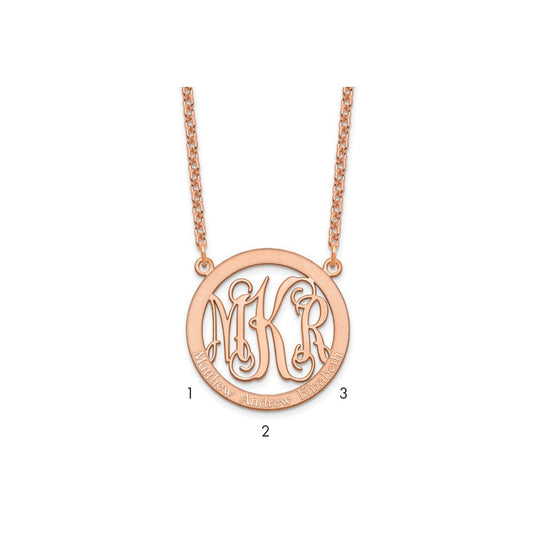 Sterling Silver/Rose-plated Small Family Monogram Necklace XNA569RP--6