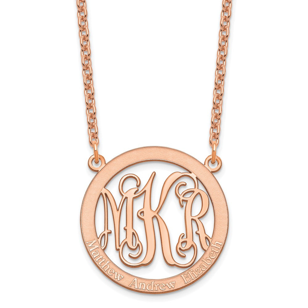 Sterling Silver/Rose-plated Small Family Monogram Necklace XNA569RP--6