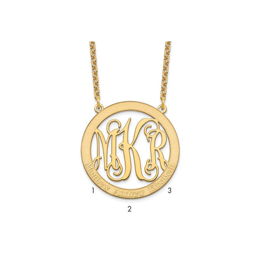Sterling Silver/Gold-plated Large Family Monogram Necklace XNA570GP--6