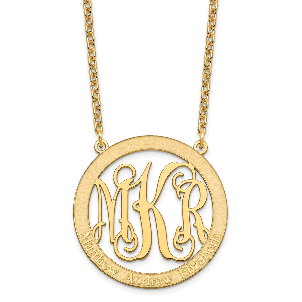 Sterling Silver/Gold-plated Large Family Monogram Necklace XNA570GP--6
