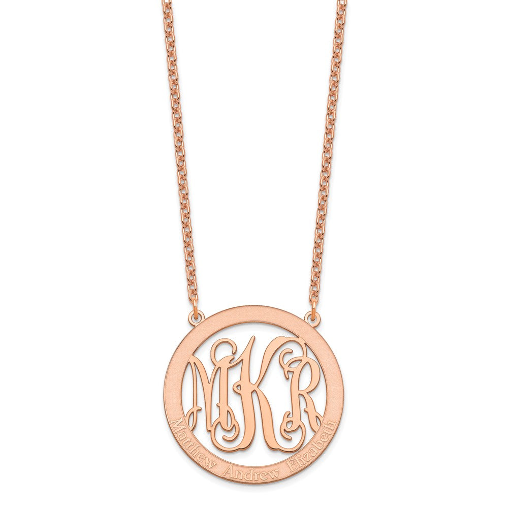 Sterling Silver/Rose-plated Large Family Monogram Necklace XNA570RP--6
