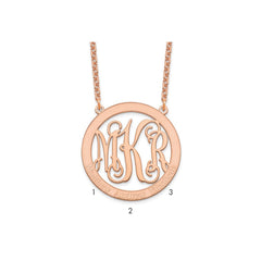 Sterling Silver/Rose-plated Large Family Monogram Necklace XNA570RP--6
