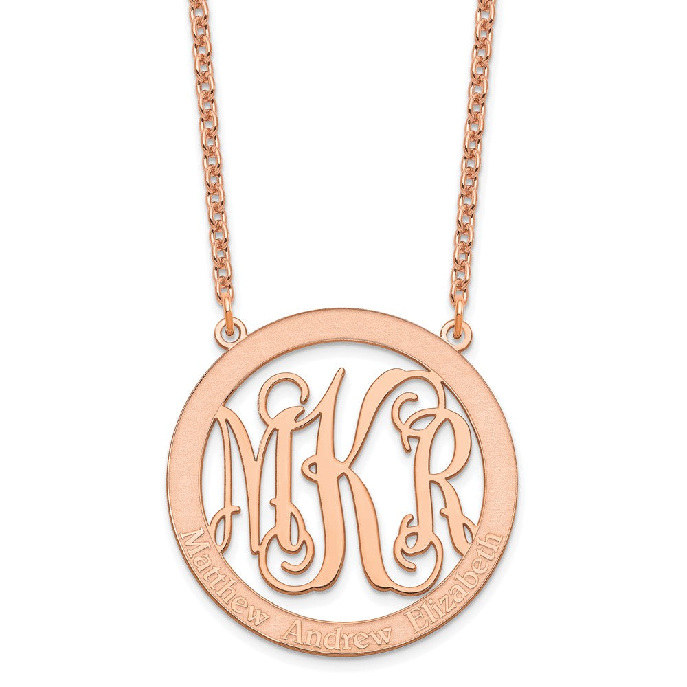 Sterling Silver/Rose-plated Large Family Monogram Necklace XNA570RP--6