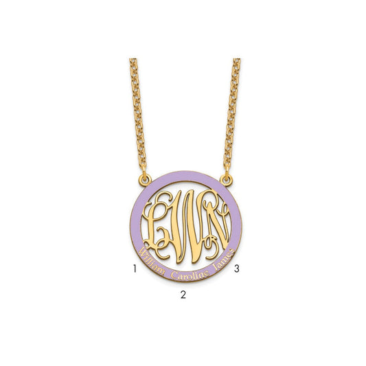 SS/Gold-plated Small Family Monogram w/Epoxy Necklace XNA571GP--6