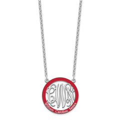 SS/Rhodium-plated Small Family Monogram w/Epoxy Necklace XNA571SS--6