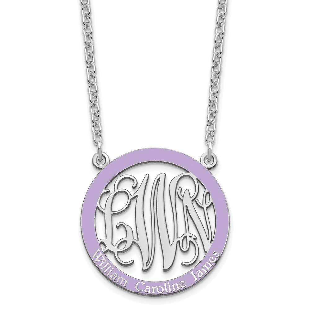 SS/Rhodium-plated Small Family Monogram w/Epoxy Necklace XNA571SS--6