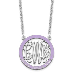 SS/Rhodium-plated Small Family Monogram w/Epoxy Necklace XNA571SS--6