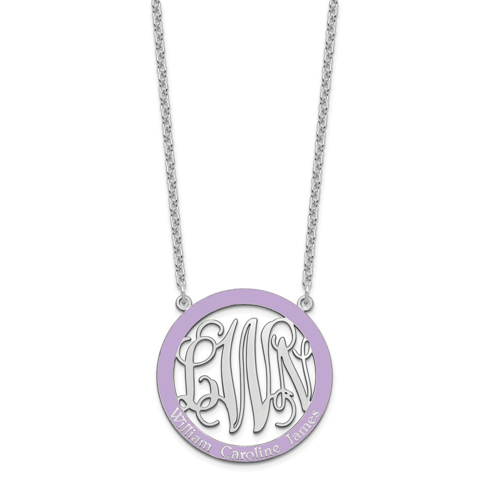 SS/Rhodium-plated Large Family Monogram w/Epoxy Necklace XNA572SS--6