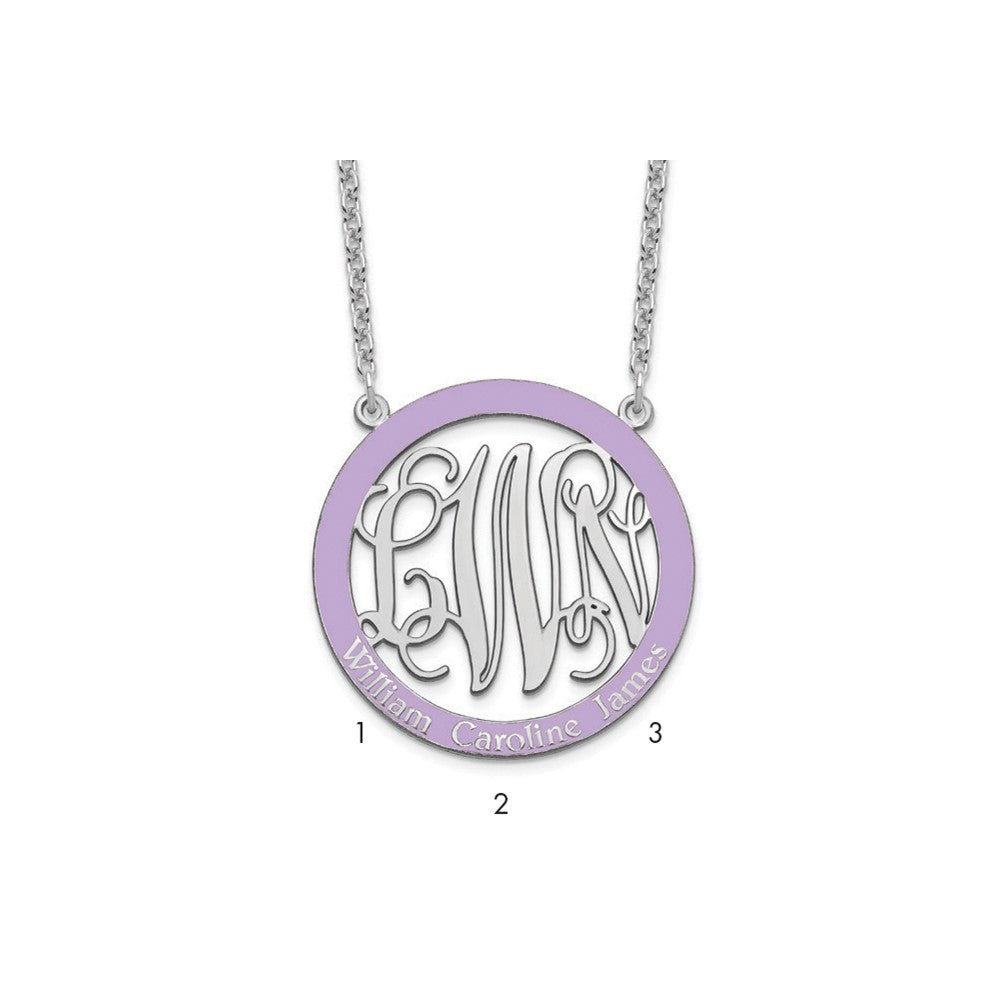 SS/Rhodium-plated Large Family Monogram w/Epoxy Necklace XNA572SS--6