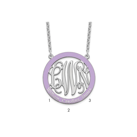 SS/Rhodium-plated Large Family Monogram w/Epoxy Necklace XNA572SS--6