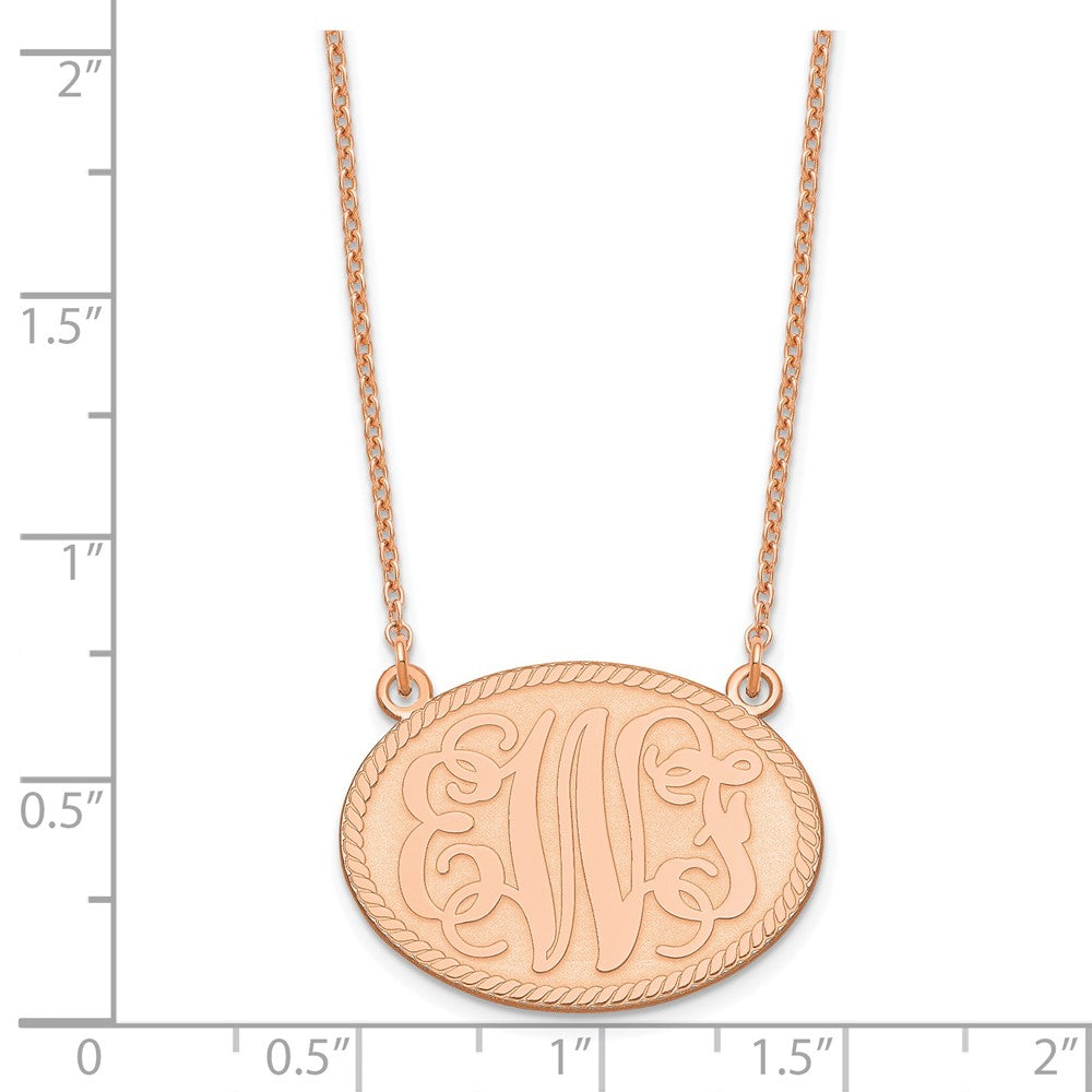 Sterling Silver/Rose-plated Brushed Monogram Necklace XNA575RP