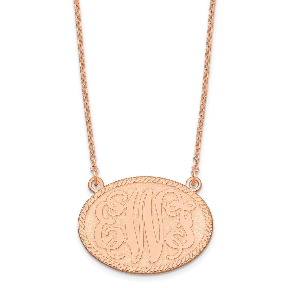Sterling Silver/Rose-plated Brushed Monogram Necklace XNA575RP