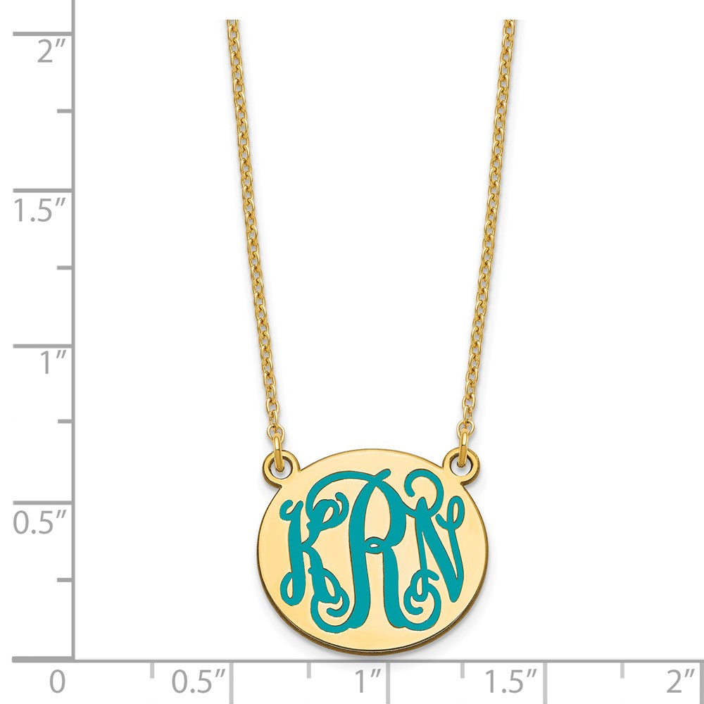 Sterling Silver/Gold-plated Small Round Epoxy Monogram Necklace XNA583GP