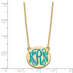 Sterling Silver/Gold-plated Small Round Epoxy Monogram Necklace XNA583GP