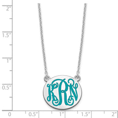 SS/Rhodium-plated Small Round Epoxy Monogram Necklace XNA583SS