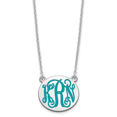 SS/Rhodium-plated Small Round Epoxy Monogram Necklace XNA583SS