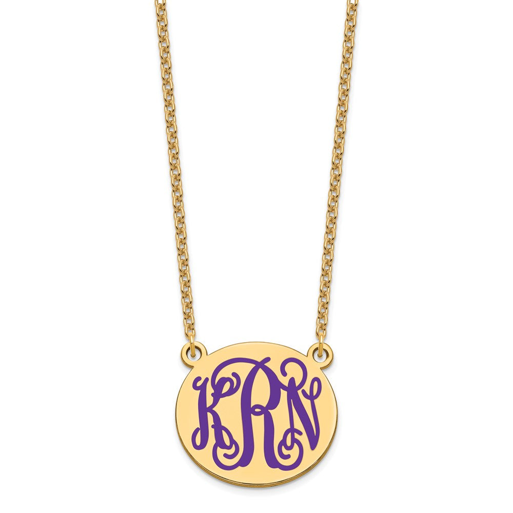 SS/Gold-plated Medium Round Epoxy Monogram Necklace XNA584GP