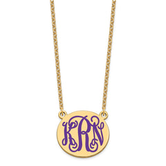 SS/Gold-plated Medium Round Epoxy Monogram Necklace XNA584GP