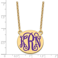 SS/Gold-plated Medium Round Epoxy Monogram Necklace XNA584GP