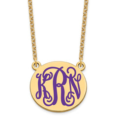 SS/Gold-plated Medium Round Epoxy Monogram Necklace XNA584GP