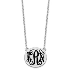 SS/Rhodium-plated Medium Round Epoxy Monogram Necklace XNA584SS