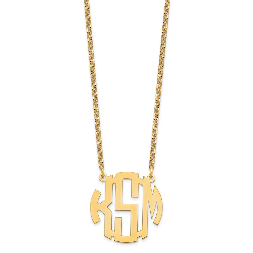 Sterling Silver/Gold-plated Small Round Monogram Necklace XNA588GP