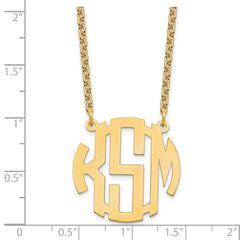 Sterling Silver/Gold-plated Small Round Monogram Necklace XNA588GP