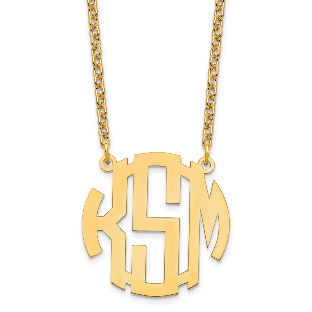 Sterling Silver/Gold-plated Small Round Monogram Necklace XNA588GP