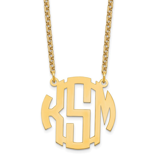Sterling Silver/Gold-plated Small Round Monogram Necklace XNA588GP
