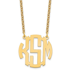 Sterling Silver/Gold-plated Small Round Monogram Necklace XNA588GP