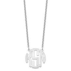 Sterling Silver/Rhodium-plated Small Round Monogram Necklace XNA588SS