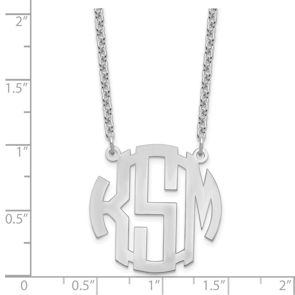 Sterling Silver/Rhodium-plated Small Round Monogram Necklace XNA588SS