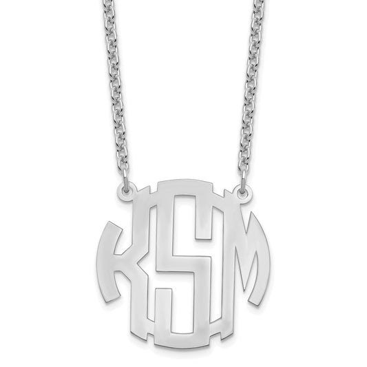 Sterling Silver/Rhodium-plated Small Round Monogram Necklace XNA588SS