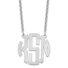 Sterling Silver/Rhodium-plated Small Round Monogram Necklace XNA588SS
