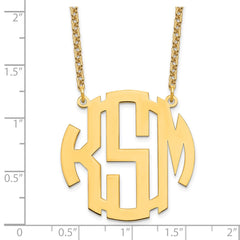 Sterling silver/Gold-plated Large Round Monogram Necklace XNA589GP