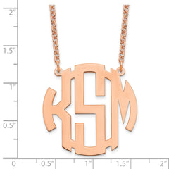 Sterling Silver/Rose-plated Round Monogram Necklace XNA589RP